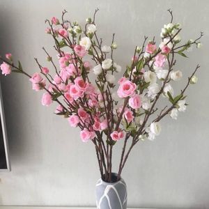 Grote pruimenkersbloesems zijde kunstbloemen plastic stengel sakura boom tak thuis tafel decor bruiloft decoratie grote decoratieve wrea