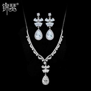 Wholesale white 14k blue diamond for sale - Group buy Earrings and Necklace Set Jinse Paris spring zircon jewelry bride red carpet