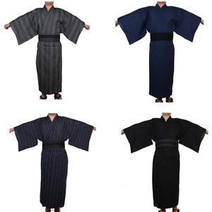 носить традиционное
 оптовых-Японский традиционный самурай кимоно для мужчин Юката купальника халат Hekoobi Свободный стиль сауна носить домашнюю одежду Длинное платье хлопок этнической одежды