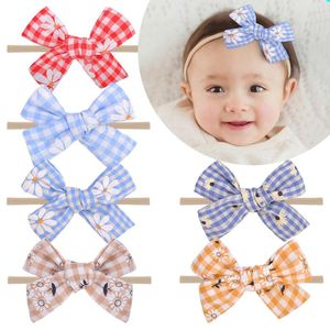 Koreanska plädbågar söta elastiska band för hår huvudband flickor baby tillbehör solros nylon hoop hårband boutique tiara