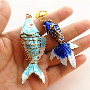 Handmade Lifelike Sway Fancy Chinese Lucky Koi Fish Keychain Enamel Keyring Animal Goldfish Key Holder Birthday Gifts with Box