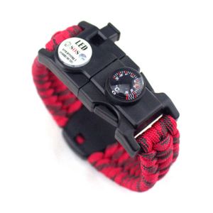 Rode touw armband breien outdoor benodigdheden zelfredding led distress signaal licht SOS thermometer