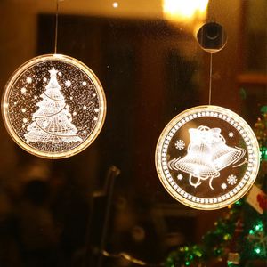 Night Lights Xmas Holiday LED Hanging Lamp D Home Cafe Store Bar Window Wall Party Tree Christmas Bell Snowflake Decor Lighting