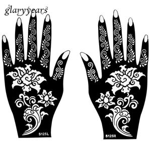 testes padrões do tatuagem do henna venda por atacado-Suprimentos atacado par henna tatuagem estêncil design padrão de flor bonito para as mulheres corpo mãos mehndi airbrush arte pintura rxsl7