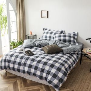 Bedding Sets Pink Blue Kawaii Cute Lovely Picnic Plaid Black White Family Set Duvets Nordic Covers Sheets King Size Big Large Cover