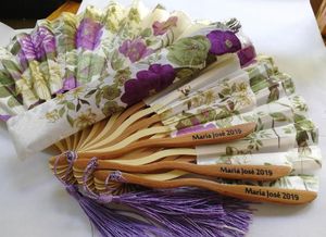 handlüfter japanisch großhandel-Party Gunst stücke Personalisierte chinesische japanische stoff floral runde faltende handlüfter mit geschenk taschen hochzeit liefert