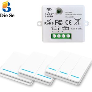 Smart Home Control Switch RF Wall Panel MINI Relay Interruptor AC V Receiver And Wireless Remote For Light home Appliance