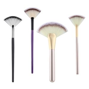Makeup Brushes Single Fan shaped Brush With Long Handle Plastic Fiber Hair Professional Highlighter Blush Cosmetic