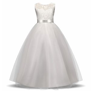 white prom dresses for kids venda por atacado-Elegante flor menina vestido adolescente formal vestido formal para casamento crianças meninas vestidos longos crianças roupas tutu princesa