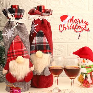 Christmas Wine Fles Covers Tas Holiday Santa Claus Champagne Flessen Cover Rode Vrolijke Tafel Decoraties voor thuis