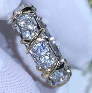 anillos de boda de plata hechos a mano al por mayor-Hecho a mano k Oro mm Laboratorio de diamante de lab Sterling Silver Jewelry Compromiso Ninges de banda de boda para mujeres Fiesta Accesorio Regalo