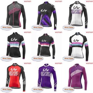 roupas térmicas para mulheres venda por atacado-New Liv Wiry Thermal Fleece Ciclismo Mulheres Manga Longa Bicicleta Ciclismo Jersey Roupas de Ciclismo Respirável LJP X0503