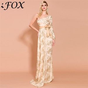 Casual Dresses Arrival One Shoulder Gold Women Dress Girls Wedding Sequined Party Prom Gown With Sashes
