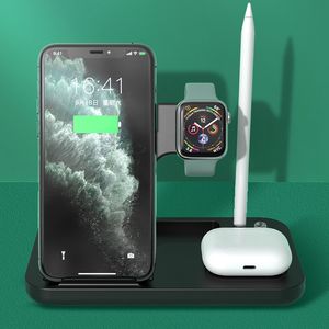 qi kablosuz taşınabilir şarj cihazı toptan satış-Basitlik Çok Fonksiyonlu in Kablosuz Şarj Taşınabilir Hızlı Şarj İstasyonu Pad Universal Dock Qi Sertifikalı Akıllı Telefon Kulaklık için Kalem İzle