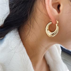 dicke kleine goldene hoops großhandel-Mode dicke Reifen Ohrringe für Frauen Gold Farbe Kreis Reifen klein Schmuck Huggie