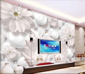 Bakgrundsbilder d präglad vit blomma po tapet väggmålning för sovrum rum TV backsplash vägg pappersrull oljemålning skräddarsy