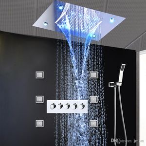 Luxury Rainfall Shower Systems Concealed Led Shower Head Massage Waterfall Faucets Inch Body Spray Jets For Bathroom Shower Set