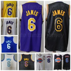 spor fan formaları toptan satış-Erkekler LeBron James James Basketbol Tune Squad Looney Tunes Film Siyah Mavi Beyaz Sarı Mor Takım Renk Tüm Dikişli Gömlek Spor Hayranları için Nefes Yüksek Güzel
