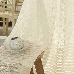 FieldCricket Cream colored Morden Jacquard Fashion Curtain Fabric Striped Curtains Tulle For Living Room Bedroom Sheer Blinds Drapes