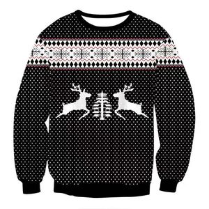 точки свитер оптовых-Мужские свитера женские рождественские олень печатают точка черный джемпер унисекс осень случайный праздник пульверы топы плюс размер мужской одежды