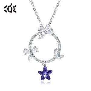 Sidel Star Wisiorek dla kobiet z Swarovski element Crystal Necklace Sterling Silver Clavicle