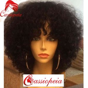 best lace wigs kinky curly großhandel-8A Grad Malaysischer Afro Kinky Human Hair Bob für Schwarze Frauen Best Guless Kurzer lockige Spitzeperücken mit BAMGS
