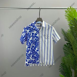 2022 Europa Italien Mens T shirts Vår sommar män Hawaii Beach Casual Shirt Cool Hip Hop Short Sleeve Stripe Print Designer T shirt