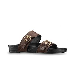 heeled sandals toptan satış-2021 Sandalet Kadın Terlik Erkekler Slaytlar Waterfront Kahverengi Deri Sandal Bayan Yüksek Topuklu Erkek Ayakkabı ile Turuncu Kutu ve Toz Bag LWS
