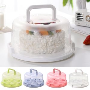 Wholesale plastic dessert containers resale online - Round Cake Carrier Portable Plastic Pastry Storage Box Dessert Container Cover Case Birthday Wedding Party Supplies