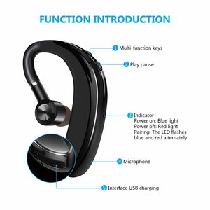 Wholesale wireless headset for business phone resale online - S109 Bluetooth compatible Earphone Wireless Headphones Business Handsfree Headset Earbud With Mic For Driver Sport Smart Phone