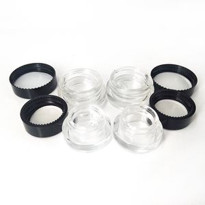Samples Tank Glass Box Jar ml ml Black Lid container OEM case clear dab tool for vape wax Cream oil collection Cosmetic sample jars
