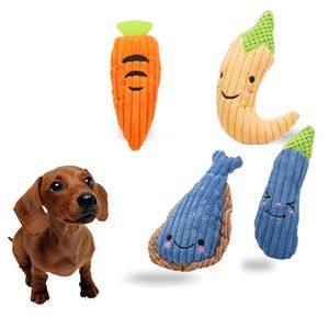 large dog doll оптовых-Сквиженная собака жевать игрушки фрукты и овощи интерактивные фаршированные плюшевые куклы для маленьких средних животных XBJK2107