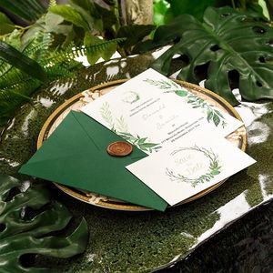 wedding invitation envelops toptan satış-45sets Kişiselleştirilmiş Düğün Misafirler Için Davetiye Özel Logo Teşekkürler Kartları Zarf Mavi Yeşil Pembe Diğer Etkinlik Parti Supplie