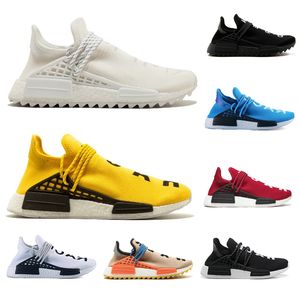 pharrell i̇nsan yarışı ayakkabı satılık toptan satış-Ayakkabı Satış İnsan Yarışı Erkek Kadın Koşu Hu Trail Pharrell Williams Krem Siyah Beyaz Sneaker Erkek Trainer Spor Rahat Koşu Ayakkabı