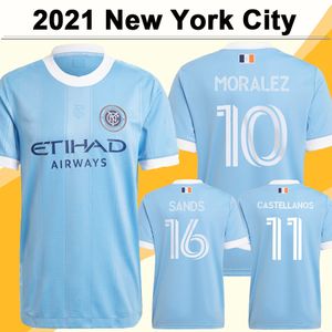 униформу нью-йорка оптовых-2021 New York City Mens FC Soccer Trackys Moralez Tinnerholm Home Blue Футбольная футболка Heber Castellanos Medina с коротким рукавом Униформа