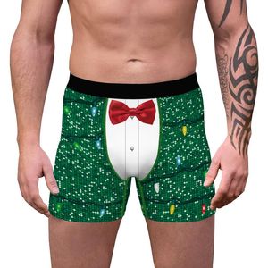 Underbyxor grön jul man boxare byxa vinter d rolig utskrift sexig manlig underkläder högkvalitativa andningsbara elastiska briefs stora storlek shorts