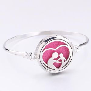 Perfume Magnetic Love Heart Mom Baby Essential Oil Diffuser Locket Bracelet Steel Bangle With pc Pad Mother s Gift