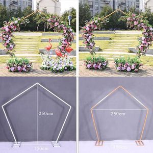 Party Decoration Pentagon Arch Frame Metal Square Wedding Base Pole Stand Display Set Prom Garden Flowers Suppli