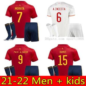 ingrosso kit per bambini spain-Uomini Bambini Spagna Maglia da calcio Camiseta Espana Paco Morata A Iniesta Pique Alcacer Sergio Alba Kit Uniformi