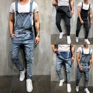 marangoz jartiyer toptan satış-Erkek Pantolon Moda Sıkıntılı Denim Askı Carpenter Tulum Bib Tulumlar Günlük Askıları