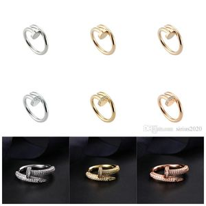 Wholesale rhodium ring plating resale online - Nail Ring Men s Band Rings Classic Luxury Designer Jewelry Women Titanium Steel Alloy Gold Plated Colors Gold Silver Rose Never Fade Not Allergic
