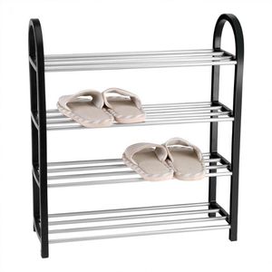 Wholesale diy standing shelf for sale - Group buy Shoe Rack Aluminum Metal Standing DIY Shoes Storage Shelf Home Organizer Accessories Black Foldable Furniture Clothing Wardrobe