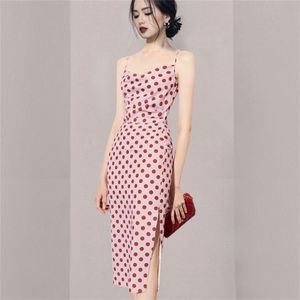 Wholesale coming dresses resale online - Coming Spring Summer Holiday Dress Cross Spaghetti Strap Open Back Dot Beach Style Ankle Length Women Dresses