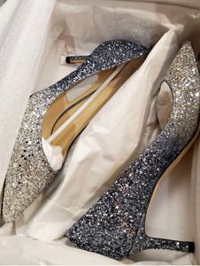 Famous Glamorous Bridal Wedding Dress Sandals Shoes Romy Pumps Women s Glitter Degrade Fabric Luxury Summer Brand Lady High Heels