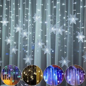 flashing icicle christmas lights venda por atacado-Strings M LED String Luzes Flash Cortina Curtain Icicle Droop M Decoração de Janela do Ano de Fada Do Floco de Neve Do Snowflake