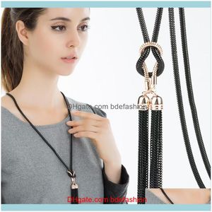 Pendants Jewelry Fashion Chunky Black Female Fringe Pendant Tassel Long Sweater Chain Necklace Women Necklaces Drop Delivery Pakq9
