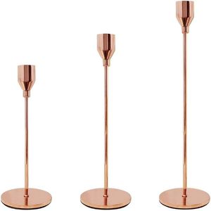 Wholesale gold candle sticks resale online - Candle Holders Rose Gold Holder Candlesticks Taper Sticks Wrought Iron Holder Piece Metal