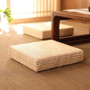 ingrosso cuscini piatti-Cuscino cuscino decorativo cuscino di paglia decorativo comodo per sedersi sedili piatti quadrati in stile giapponese per la casa di yoga domestica