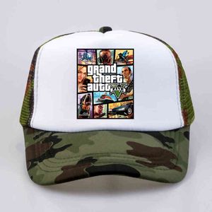 cap auto toptan satış-Moda Grand Theft Auto V Beyzbol Kapaklar Oyunu GTA Hayranları Kap Serin Yaz Mesh Net Trucker Caps Şapka