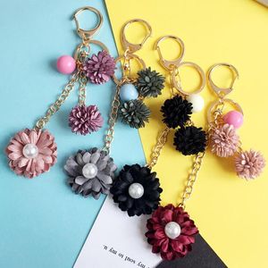 Wholesale fabric flowers rings for sale - Group buy Keychains Fashion Women Fabric Flowers Key Chain Rings For Car Bags Accessories Pendants Keychain Jewelry Gift